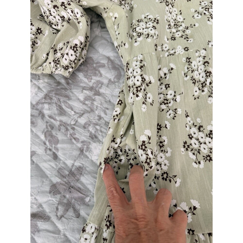 Pomander Place by Tuckernuck Sage Green Floral Tiered Midi Dress S Cottagecore - Picture 7 of 7